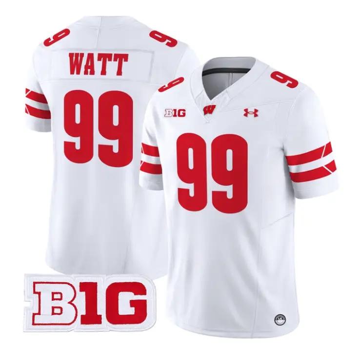 J.J._Watt_Jersey_99_Wisconsin_Badgers_2026_Vapor_Limited_Stitched_White - Daily Sport Fan J.J. Watt Jersey #99 Wisconsin Badgers 2026 Vapor Limited Stitched by My Store NCAA Football Jerseys