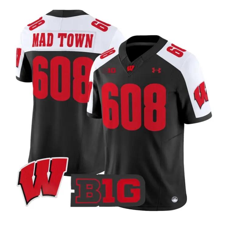 Mad_Town_Jersey_608_Wisconsin_Badgers_2026_Vapor_Limited_Stitched_Black_Alter - Daily Sport Fan Mad Town Jersey #608 Wisconsin Badgers 2026 Vapor Limited Stitched by My Store NCAA Football Jerseys