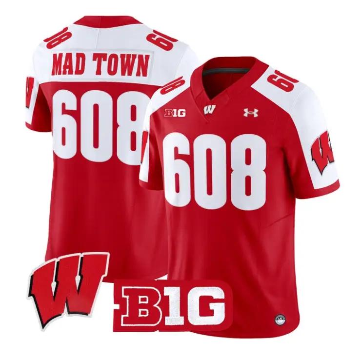Mad_Town_Jersey_608_Wisconsin_Badgers_2026_Vapor_Limited_Stitched_Red_Alter - Daily Sport Fan Mad Town Jersey #608 Wisconsin Badgers 2026 Vapor Limited Stitched by My Store NCAA Football Jerseys