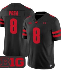 Mason Posa Jersey #8 Wisconsin Badgers 2026 Vapor Limited Stitched by My Store NCAA Football Jerseys