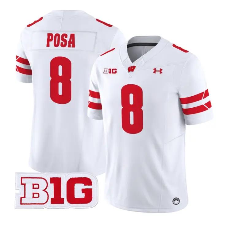 Mason Posa Jersey #8 Wisconsin Badgers 2026 Vapor Limited Stitched by My Store NCAA Football Jerseys