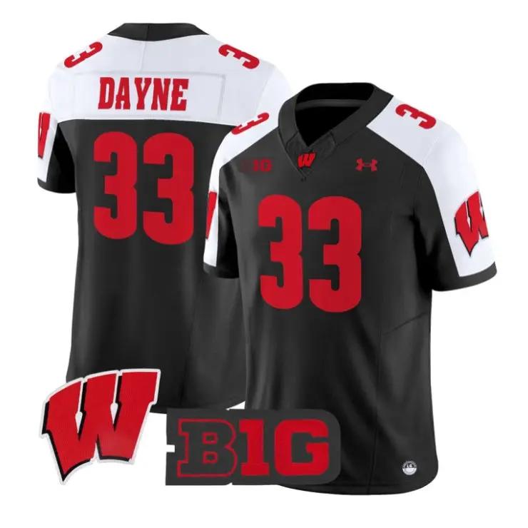 Ron Dayne Jersey #33 Wisconsin Badgers 2026 Vapor Limited Stitched by My Store NCAA Football Jerseys