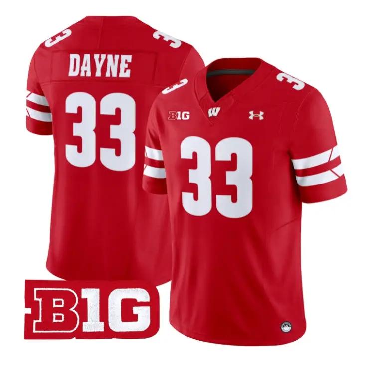 Ron Dayne Jersey #33 Wisconsin Badgers 2026 Vapor Limited Stitched by My Store NCAA Football Jerseys