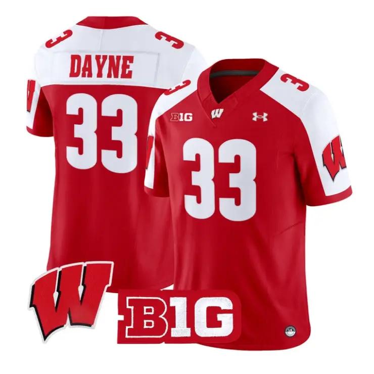 Ron Dayne Jersey #33 Wisconsin Badgers 2026 Vapor Limited Stitched by My Store NCAA Football Jerseys