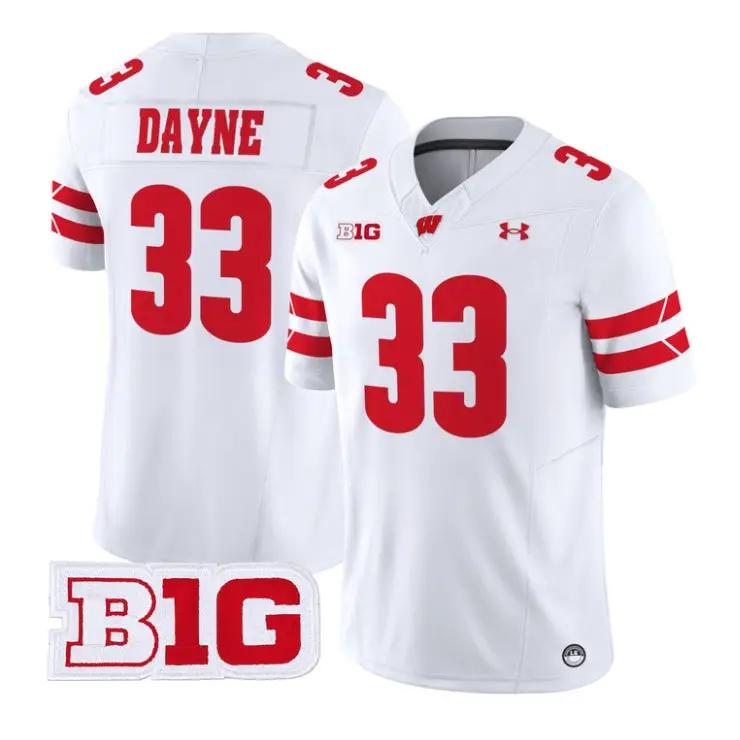 Ron Dayne Jersey #33 Wisconsin Badgers 2026 Vapor Limited Stitched by My Store NCAA Football Jerseys