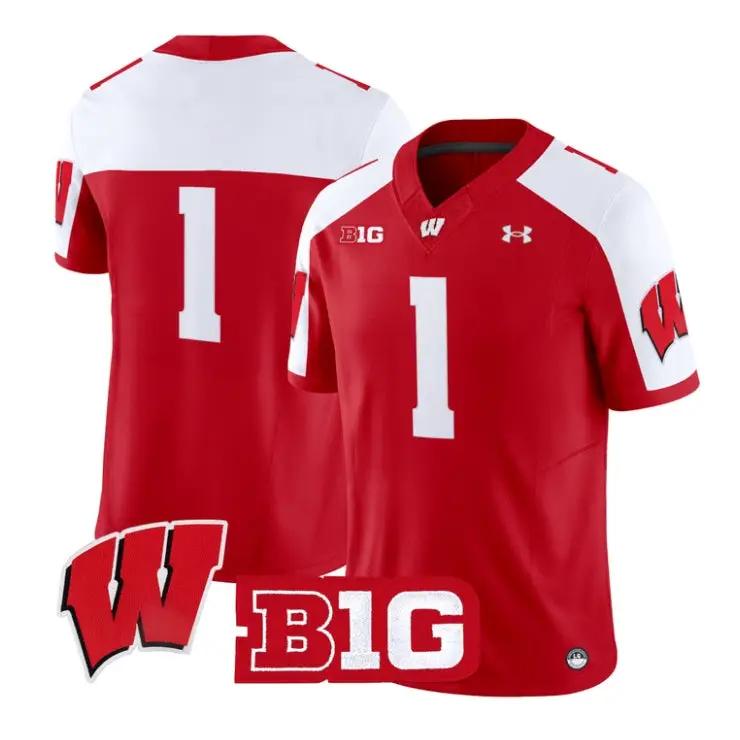 Team Jersey #1 Wisconsin Badgers 2026 Football Vapor Limited Stitched by My Store NCAA Football Jerseys