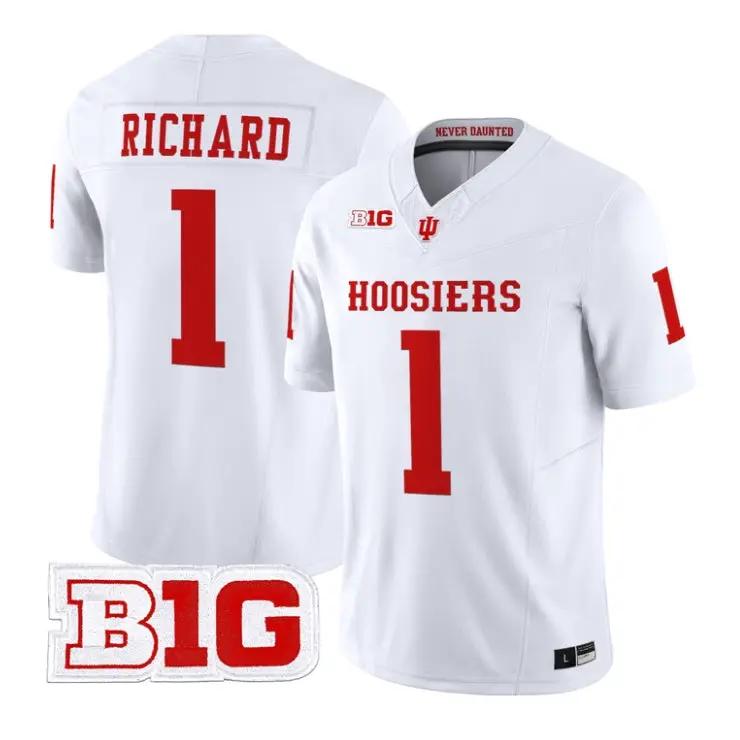 Turbo_Richard_Jersey_1_Indiana_Hoosiers_2026_Limited_All_Stitched_White - Daily Sport Fan Turbo Richard Jersey #1 Indiana Hoosiers 2026 Limited All Stitched by My Store NCAA Football Jerseys