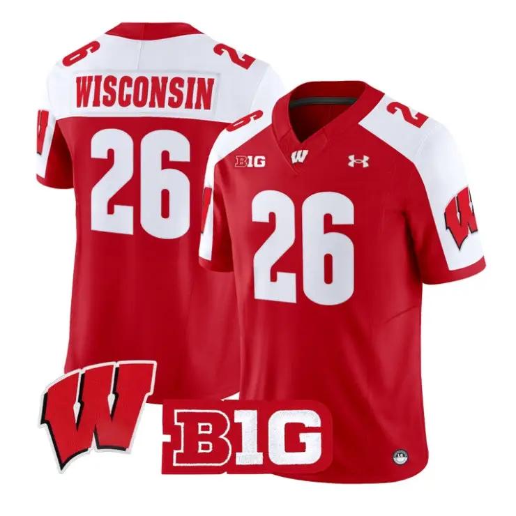 Wisconsin Jersey #26 Wisconsin Badgers 2026 Vapor Limited Stitched by My Store NCAA Football Jerseys